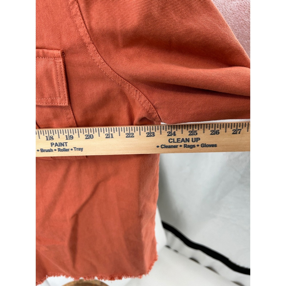 Versona Burnt Orange Raw Hem Button Down Shirt Jacket XL Terracotta Cotton - Picture 3 of 10